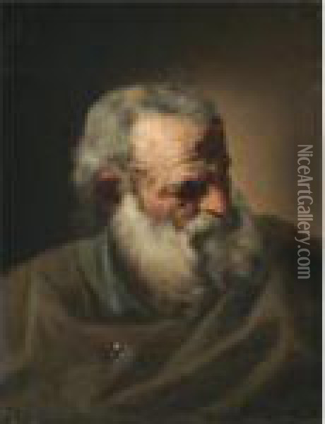 Study Of The Head Of A Bearded Man Oil Painting - Joseph-Marie Vien