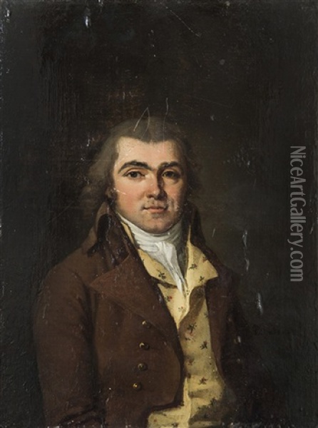 Portrait D'homme Au Gilet Jaune Oil Painting - Henri Nicolas Van Gorp