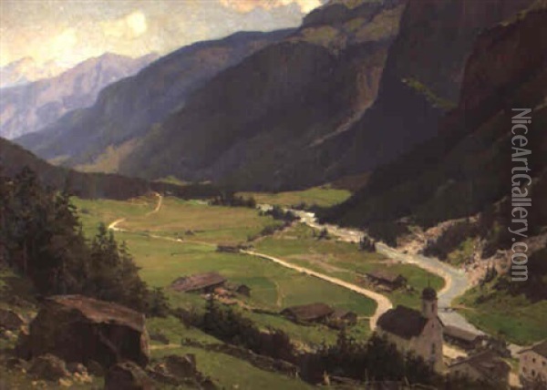 Blick Ins Tal Oil Painting - Edward Theodore Compton