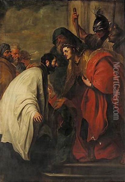 Saint Francis Xavier Before A King Oil Painting - Sir Anthony Van Dyck