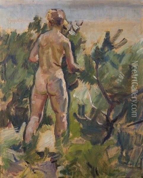 Nude At The Seaside Oil Painting - Bernard Gobiet