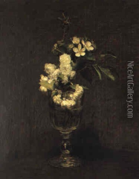 Fleurs De Cerisier Oil Painting - Henri Fantin-Latour