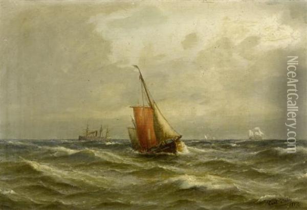 Ships On The High Sea Oil Painting - Carl Ludwig Bille
