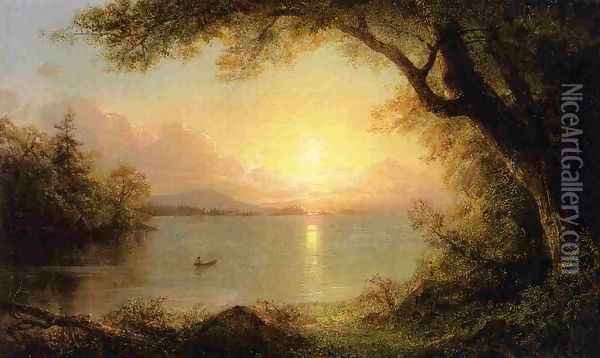 Lake Scene Oil Painting - Frederic Edwin Church