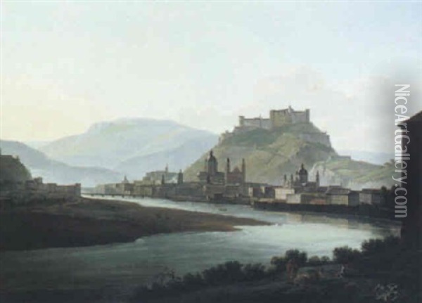 Blick Auf Salzburg Oil Painting - Joseph (Charles) Cogels