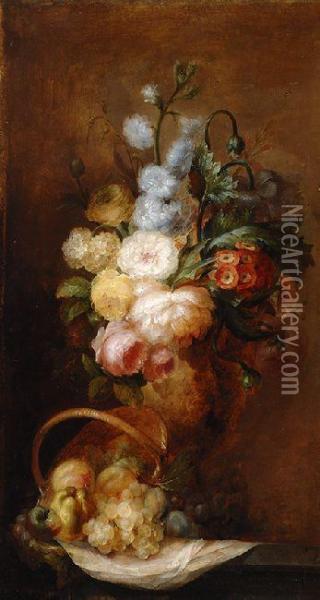 Floral Still Life Oil Painting - Ange Louis Guillaume Lesourd De Beauregard