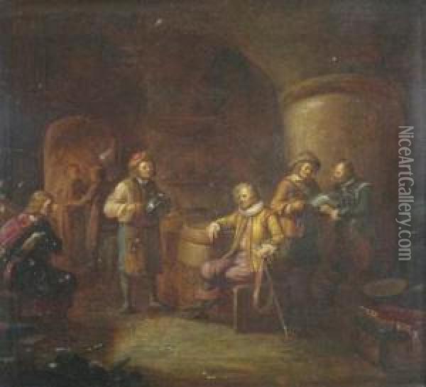 Tavern Interior Oil Painting - David The Younger Teniers