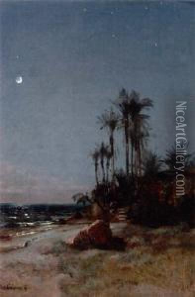 Palmen Bei Bordighera Oil Painting - Arthur Jean Bapt. Calame
