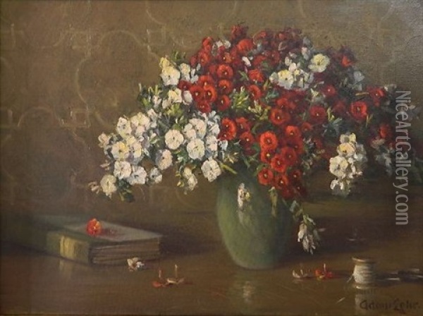 Still-life Of Flowers And Book Oil Painting - Adam Lehr