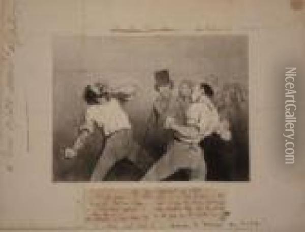 Boxe Oil Painting - Honore Daumier