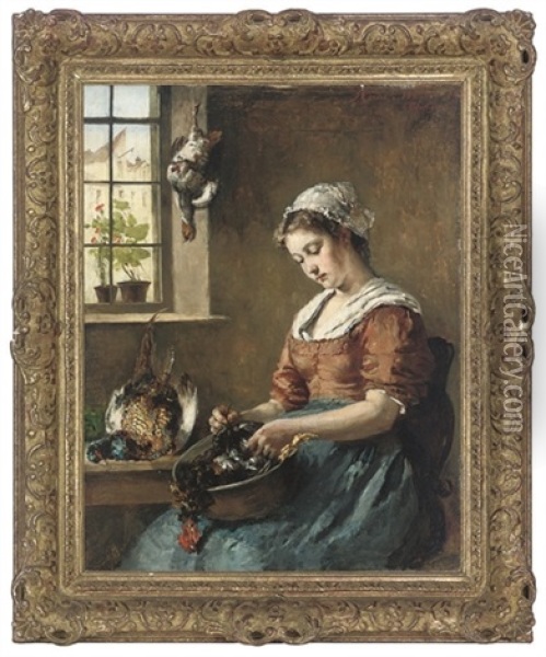 The Busy Maid Oil Painting - Heinrich A. Weber