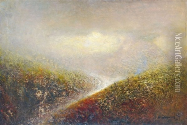 Valley In The Moonlight Oil Painting - Laszlo Mednyanszky
