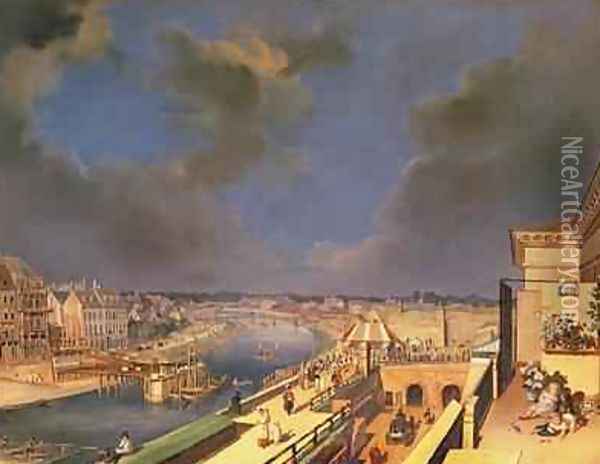 View of Vienna 1819 Oil Painting - F. de Maleck