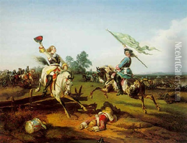 The Victory Of The Austrians And Bavarians In The Great Turkish War Oil Painting - Feodor Dietz