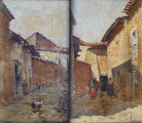 Calles Oil Painting - Joaquin Agrasot y Juan