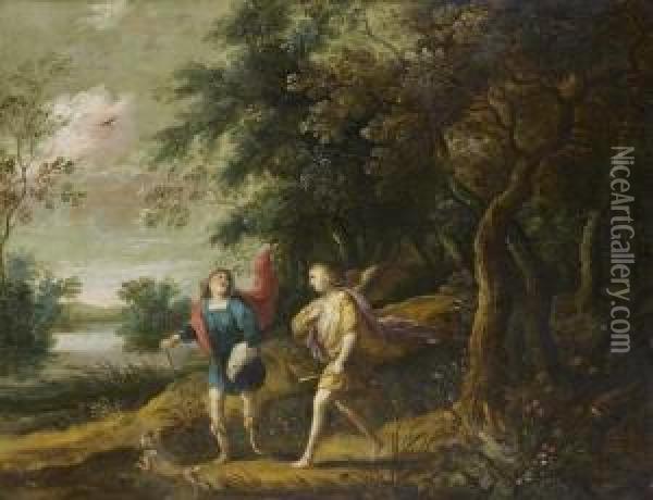 Tobie Et L'ange Raphael Oil Painting - Jasper van der Lamen