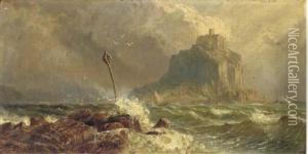 Blowing Fresh - Mounts Bay, Cornwall Oil Painting - John Mogford