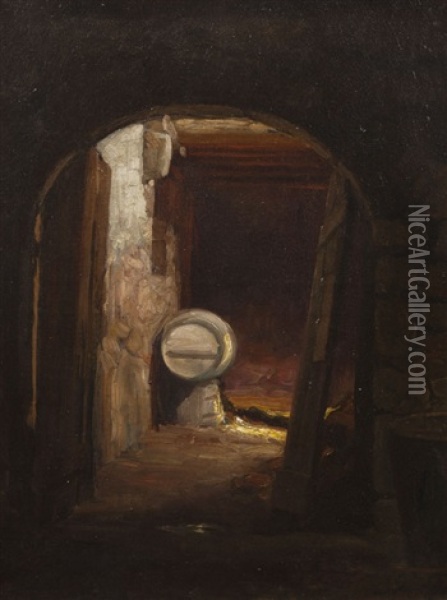 Cellier De La Maison R, Vieux St. Junien Oil Painting - Jean-Cyprien Teilliet