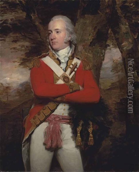 Portrait Of General Duncan Campbell, Of Lochnell And Barbreck, Argyll (1763-1837), Three-quarter-length, In A Scarlet Military Coat With Gold Facings... Oil Painting - Sir Henry Raeburn
