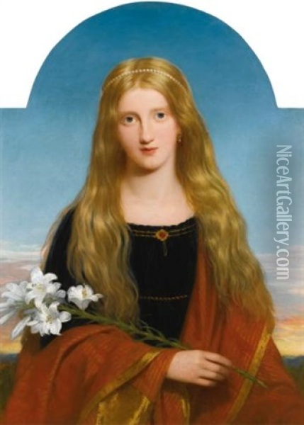 The Lily - Portrait Of Miss Bury Oil Painting - Sir Charles Lock Eastlake