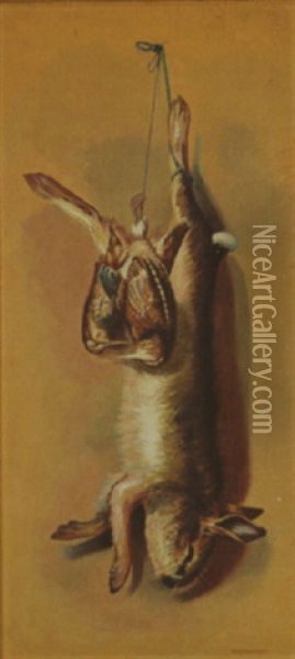 Nature Morte - Rabbit And Game Birds Oil Painting - Louis Adolph Winterhalder