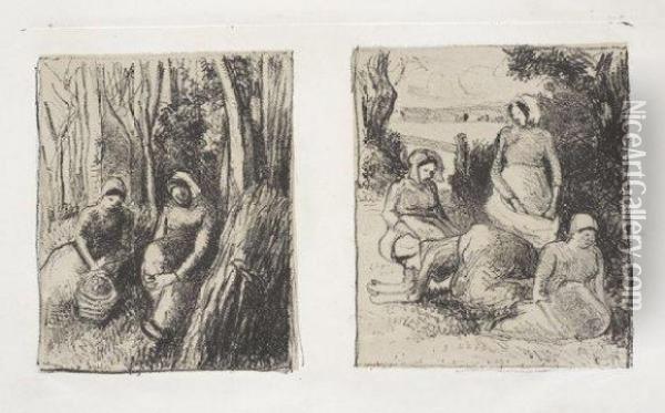 Bucheronnes ; Groupe De Paysannes Oil Painting - Camille Pissarro