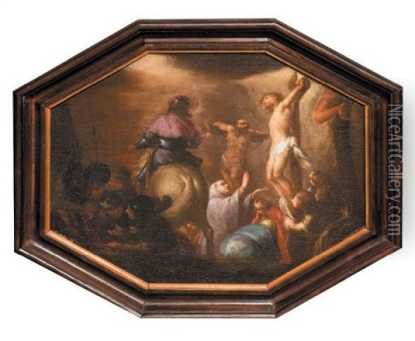 Soldats Et Saintes Femmes Au Pied De La Croix Oil Painting - Domenico Gargiulo