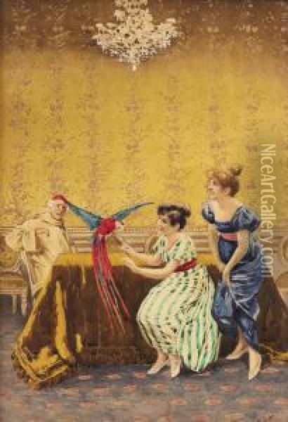 The Red Macaw Oil Painting - Giovanni Battista Filosa
