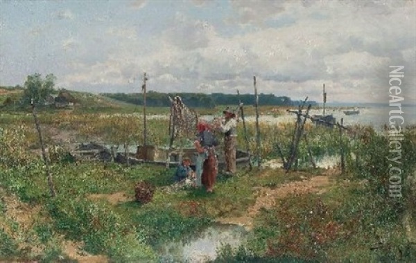 Boddenlandschaft Oil Painting - Jacques Matthias Schenker