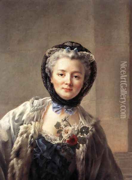 Madame Drouais, Wife of the Artist c. 1758 Oil Painting - Francois-Hubert Drouais