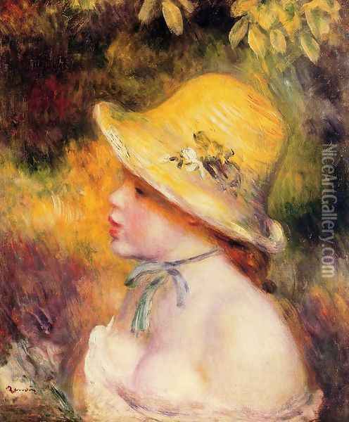 Young Girl In A Straw Hat2 Oil Painting - Pierre Auguste Renoir