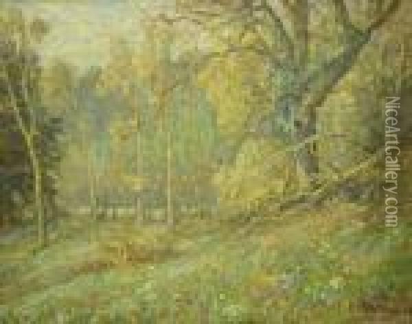Awoodland Glade In Spring Oil Painting - Ernest Herman Ehlers