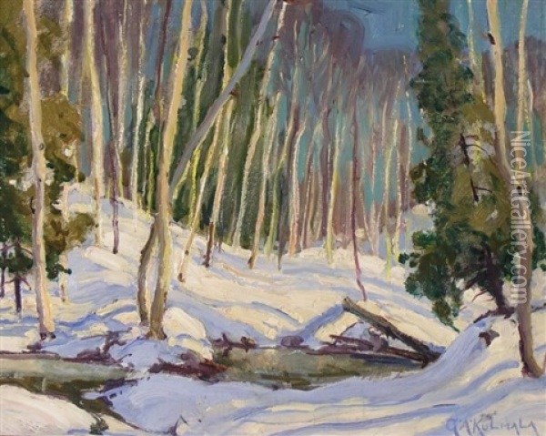 Sunlight On The Snow Oil Painting - George Arthur Kulmala