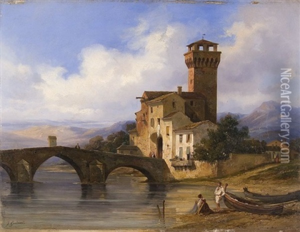 Bruckenarchitektur In Italien Oil Painting - Jacques Guiaud
