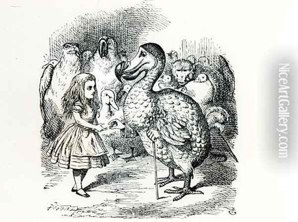 Alice meets the Dodo, illustration from Alices Adventures in Wonderland, by Lewis Carroll, 1865 Oil Painting - John Tenniel