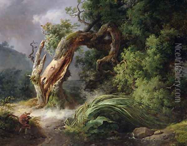 The Oak and the Reed 1816 Oil Painting - Achille-Etna Michallon