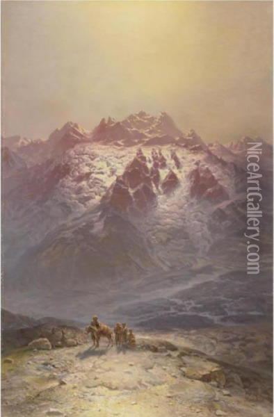 Mountain Scene Oil Painting - Ilya Nikolaevich Zankovsky