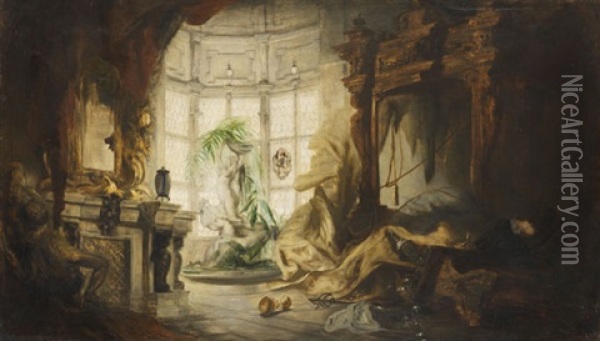Interieur Mit Tod Don Juans Oil Painting - Karl Theodor von Piloty