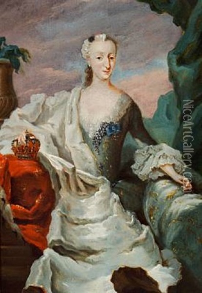 Queen Juliane Marie, Wife Of King Frederik V Oil Painting - Carl Gustav Pilo