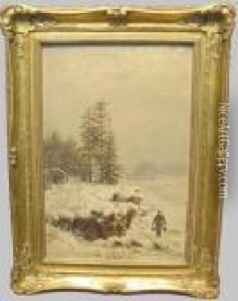 Winter Landscape Oil Painting - Mortimer L. Smith