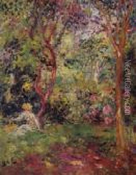Femme Dans Le Jardin Oil Painting - Georges dEspagnat