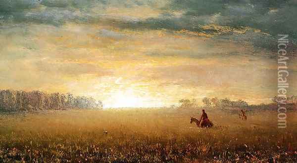 Sunset Of The Prairies Oil Painting - Albert Bierstadt