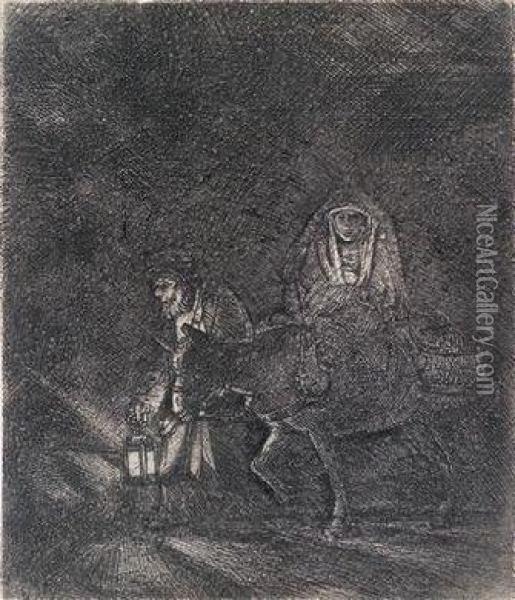 Die Flucht Nach Agypten Oil Painting - Rembrandt Van Rijn