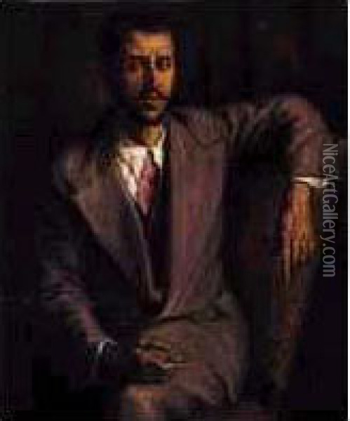 Homme Accoude A Un Fauteuil Oil Painting - Emile Bernard