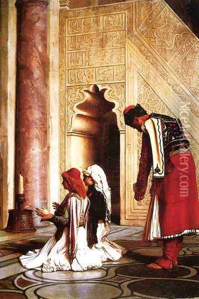 Young Greeks in a Mosque Oil Painting - Jean-Leon Gerome