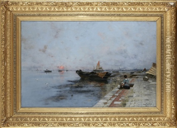 Tvatterska Vid Kaj I Venedig Oil Painting - Wilhelm von Gegerfelt