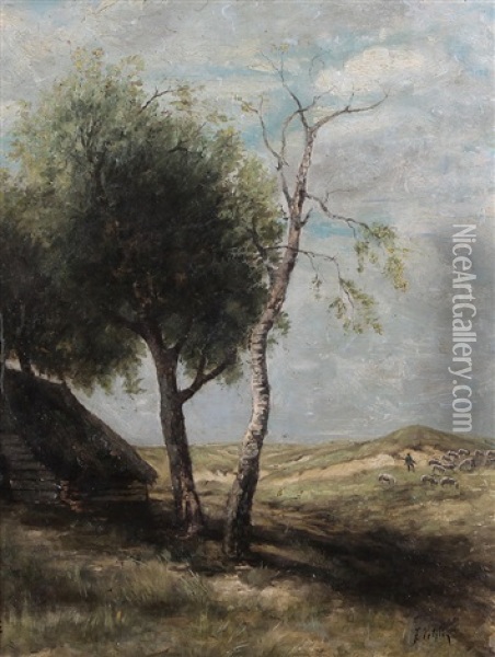 Paesaggio Con Gregge Al Pascolo Oil Painting - Filiberto Petiti