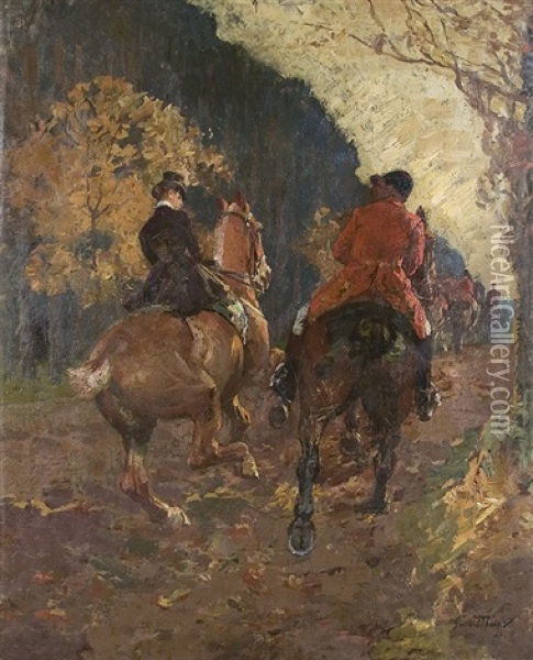 At The Coursing Oil Painting - Gustav Marx