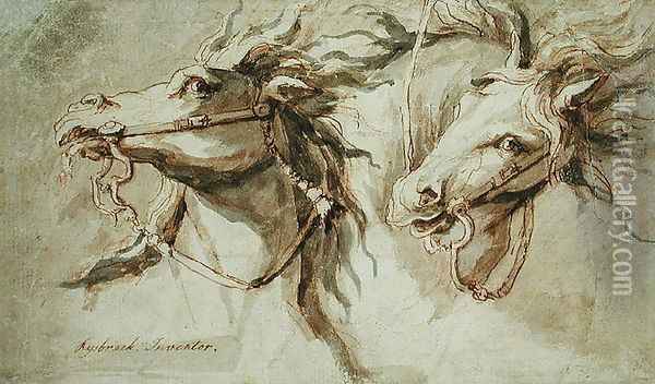 Two Horses Heads Oil Painting - John Michael Rysbrack