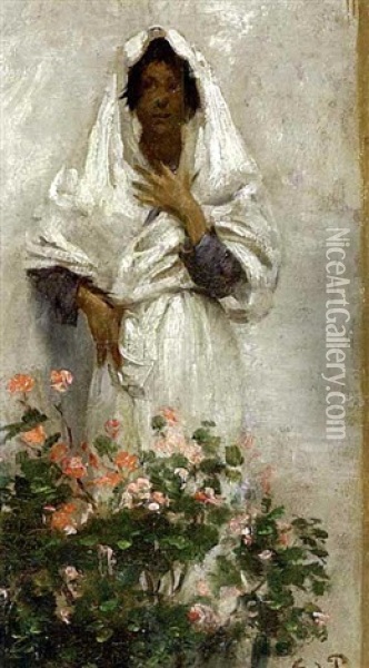 Ital. Madchen In Weisem Kleid Oil Painting - Edmond Jean de Pury